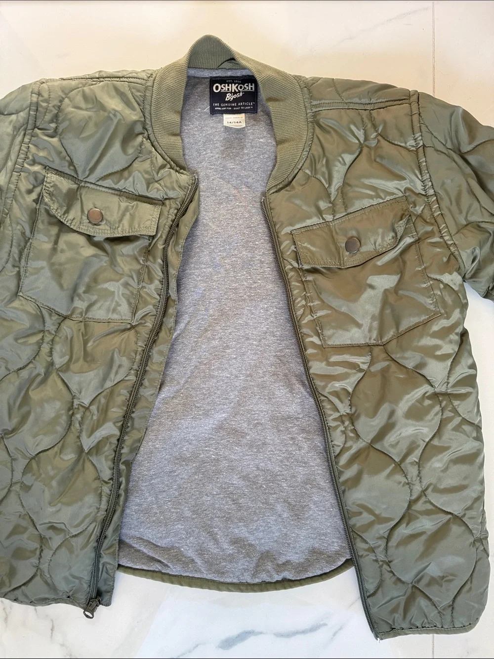 OshKosh B'gosh Olive Green Quilted Bomber Jacket